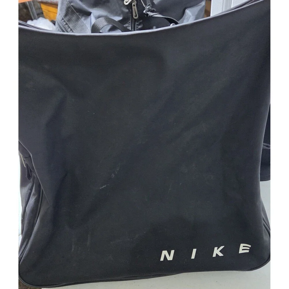 VTG 90’s Nike Swoosh Travel Duffle Bag Black 32” X 13”X 12”